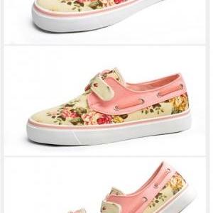 Floral Canvas Shoes For Women Printed Sneaker..