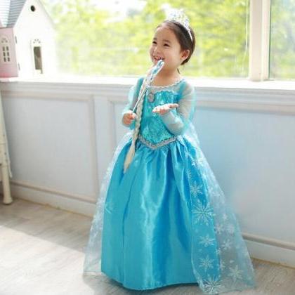 Frozen Princess Anna Elsa Costume Girls Dress..