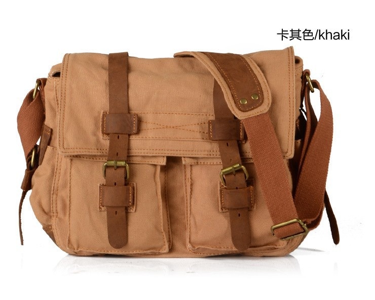 Men Leather Canvas Messenger Shoulder Bags Vintage Army Style On Luulla 4330