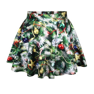 Skirts Women's Pleated Skirts Father Christmas Print Sexy Skirt Saias