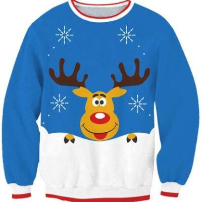 Christmas Sweater Santa Claus Printed Sweatshirt on Luulla